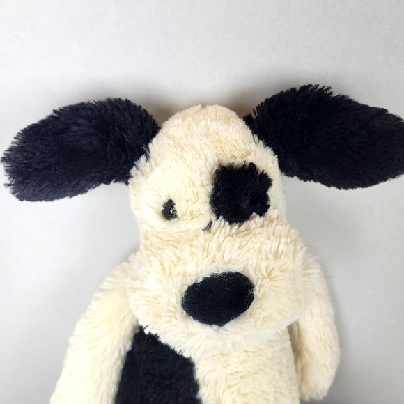Jellycat Bashful Dog Plush Pup Cream Black Spot Medium White Soft Toy - Picture 3 of 10